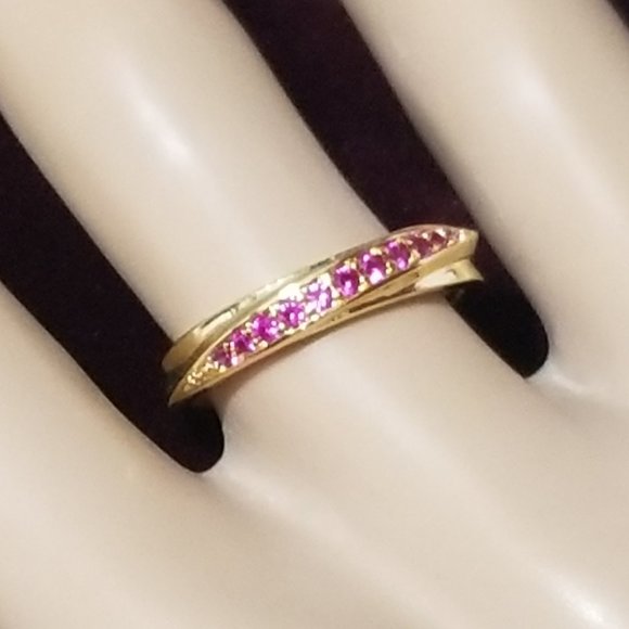 Elsie Wedding Band AAA Stellux CZ & Yellow Gold.   Size 6 only - Picture 3 of 13
